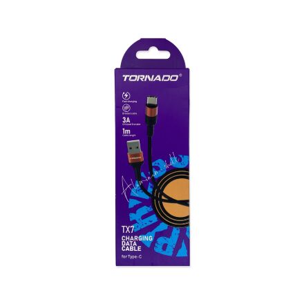 USB Cable TORNADO TX7 Тканевая Оплётка Type-C 3A/1m