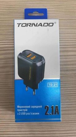 Мережевий Зарядний Пристрій TORNADO TD-21 2USB