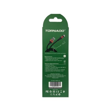 USB Cable TORNADO TX7 Тканевая Оплётка Micro 2.4A/1m