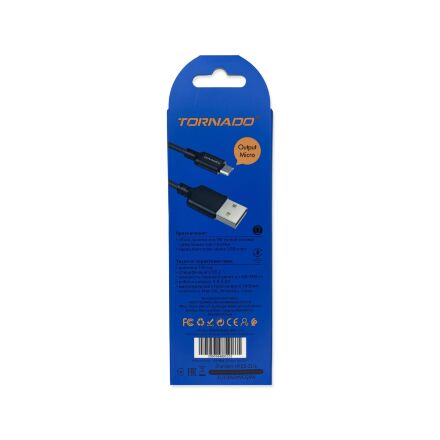 USB Cable TORNADO TX4 Тканевая Оплётка Micro 2.4A/1m