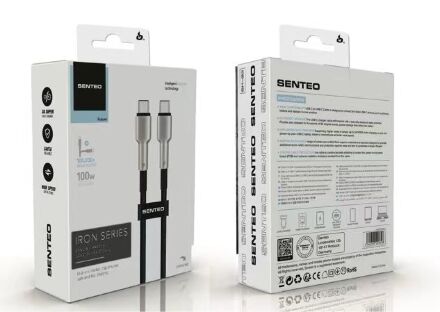 USB Cable Senteo SM-03 100W  Iron Series braided USB-C to USB-C 1M