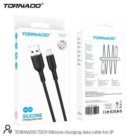 USB-C TORNADO TX19 Silicone Lighting 2.4A/1m
